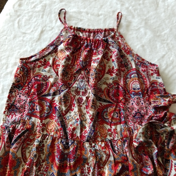 Boho Floral Random Print Dress. NWOT. Size Large. - Picture 4 of 5